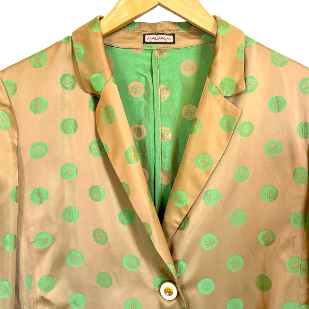 Maliparmi Tan Blazer with Green Polka Dots - Picture 2 of 16